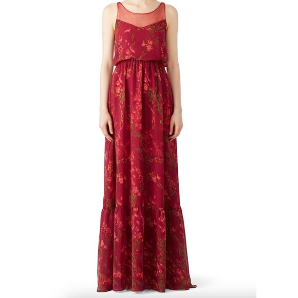 Marchesa Notte Wisteria Gown 0 Floral Lace Sleeveless Blouson Crew Elastic Waist - Picture 1 of 7